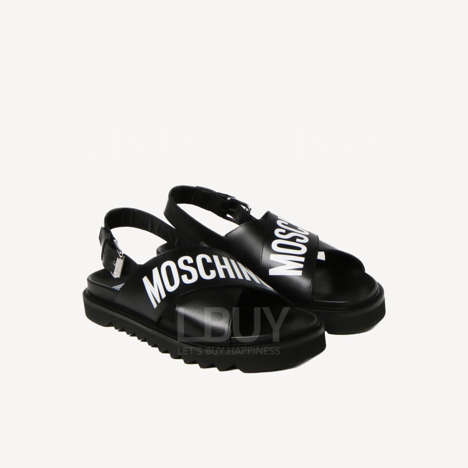 Moschino Logo-Tape Flat Sandals Shoes