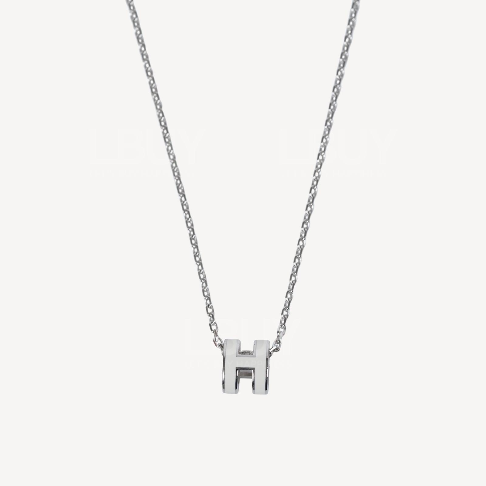 Hermes Mini Pop H Necklace 項鍊 白色配銀色
