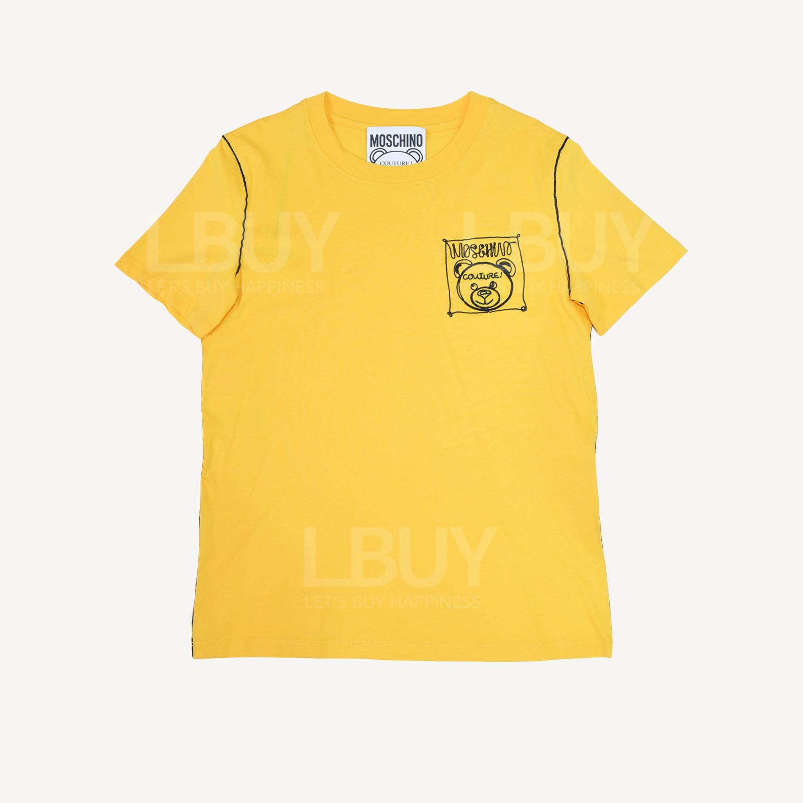 Moschino Couture Embroidered Teddy Bear Logo T-Shirt Yellow