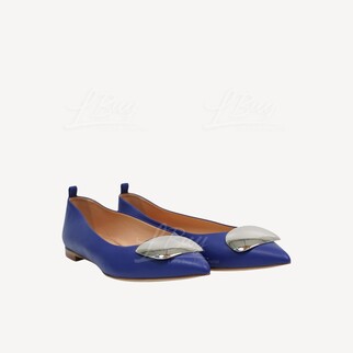 Rupert Sanderson Claudette Navy with Sliver Nappa Falt Shoes