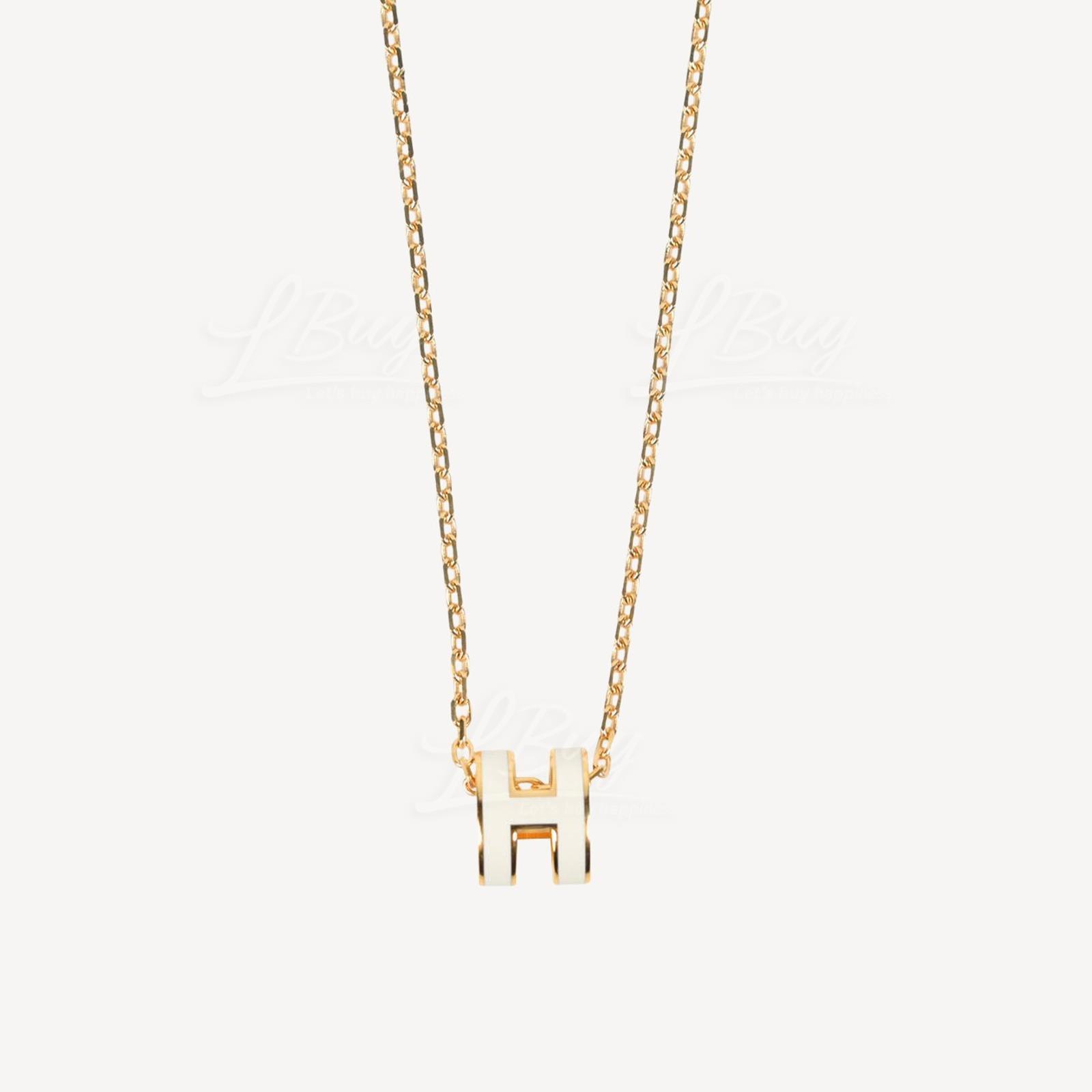 Hermes Mini Pop H Necklace 项链 白色配金色