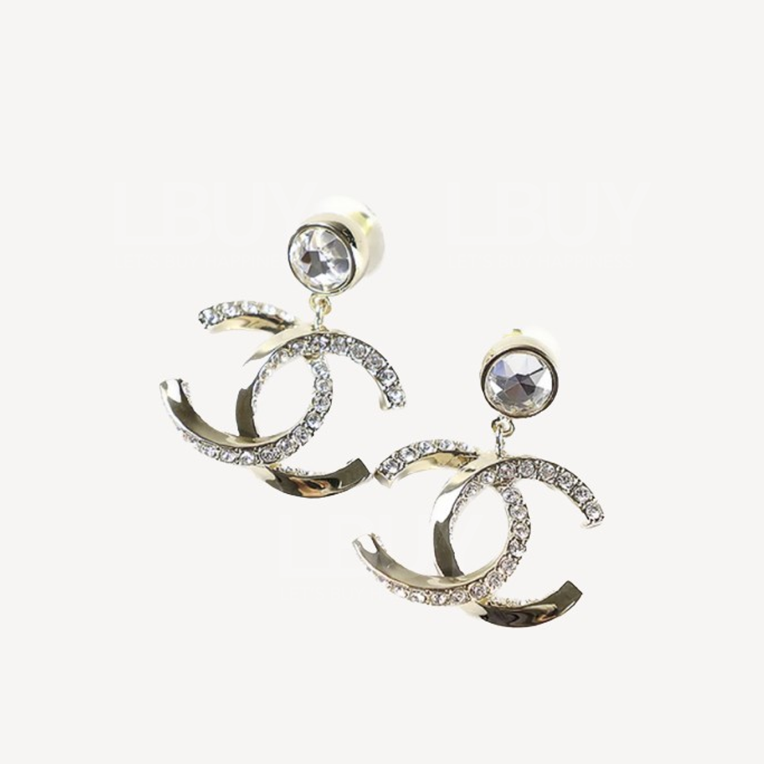Chanel 吊CC 拼水钻Logo 耳环 ABA209