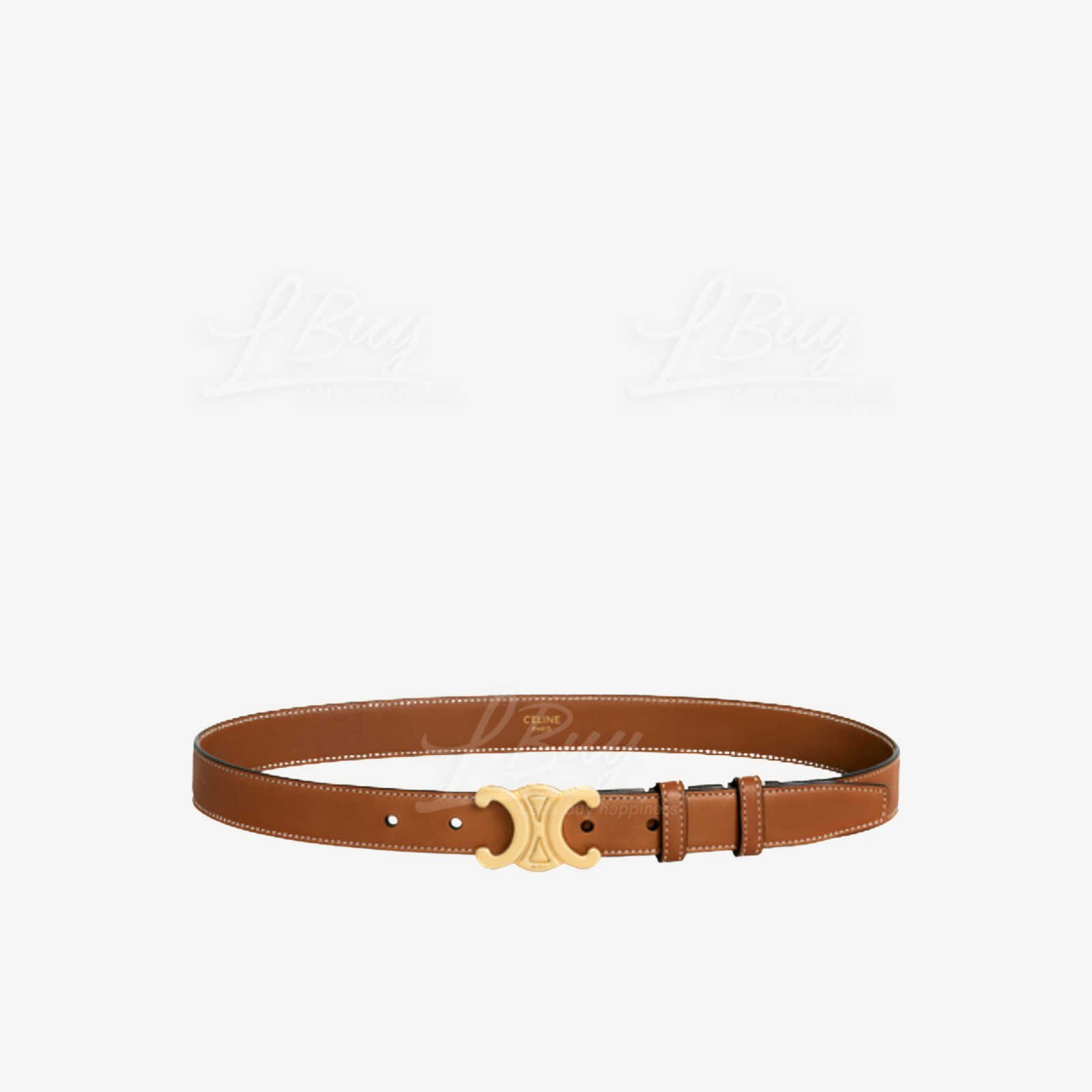 Celine Medium Triomphe Belt In Natural Calfskin Tan