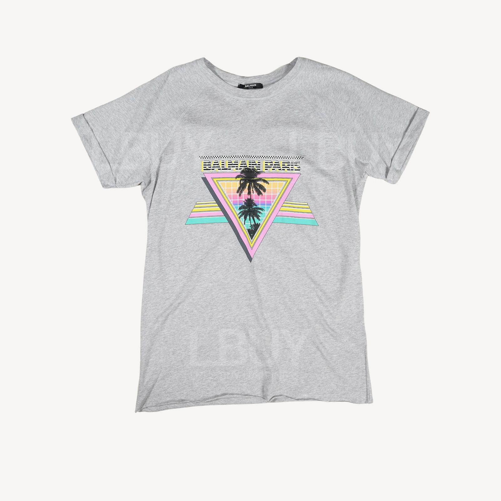 Balmain 條子Logo短袖T恤 灰色