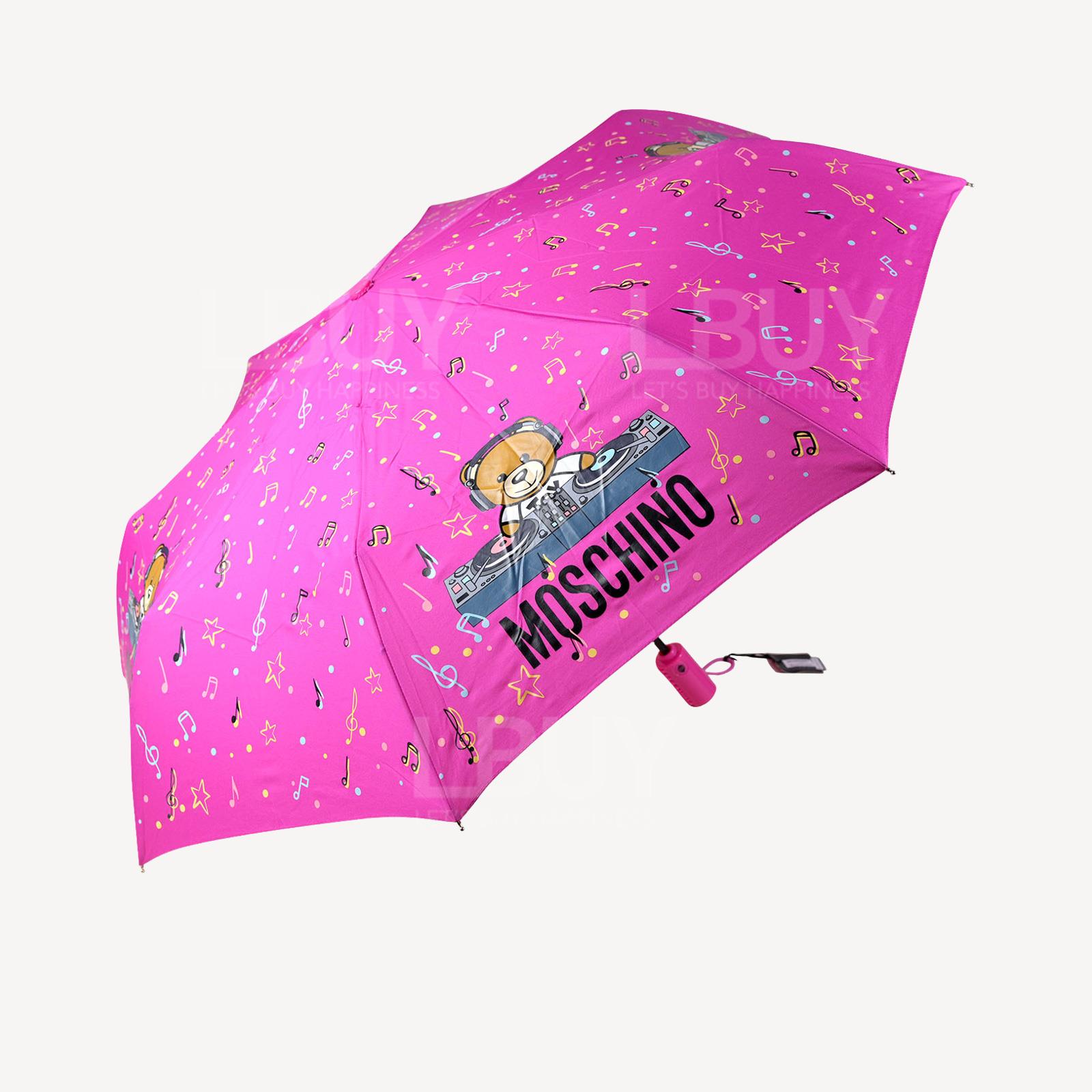 Moschino DJ Teddy Bear UV Resistant Fuchsia Automatic Umbrella