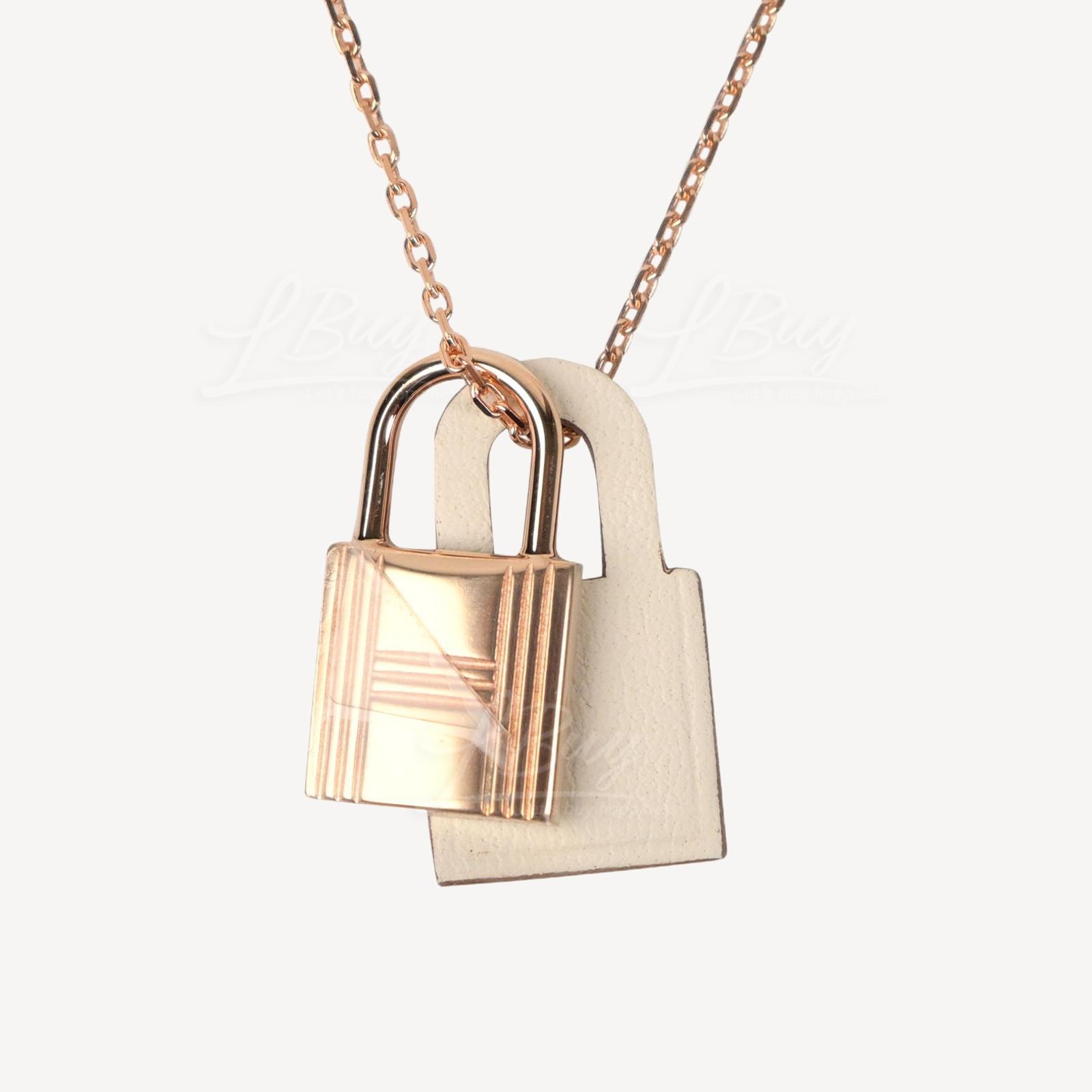 Hermes O'Kelly Pendant PM Necklace Nata 奶油白 并玫瑰金锁头吊坠项链