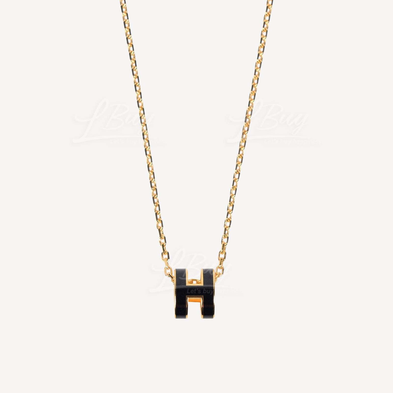 Hermes Mini Pop H Necklace 项链 黑色配金色