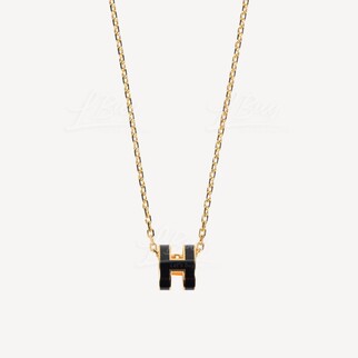 Hermes Mini Pop H Necklace 项链 黑色配金色