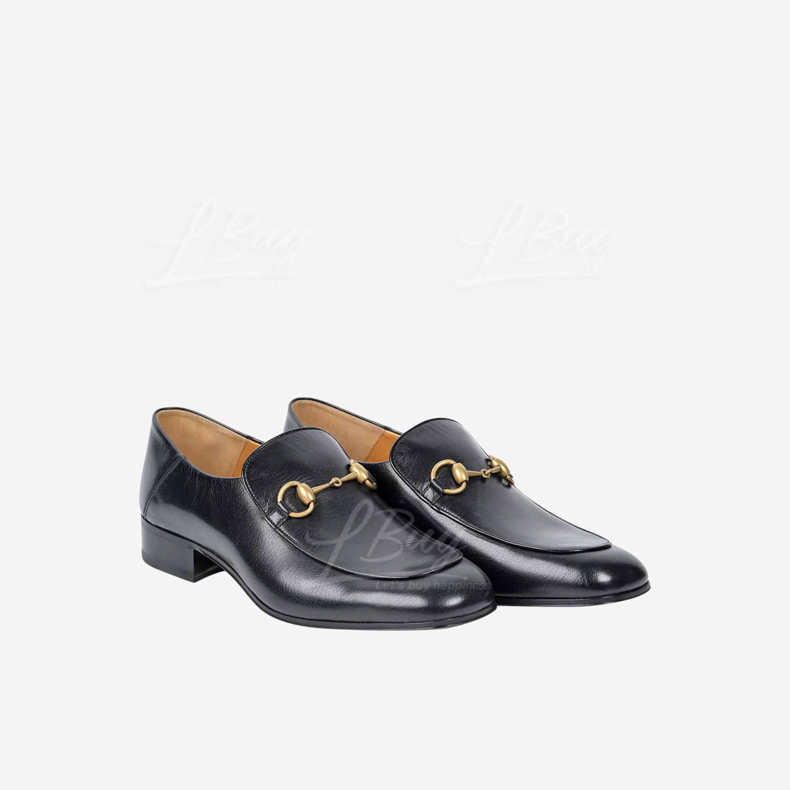 Gucci Men Black Leather Horsebit loafer