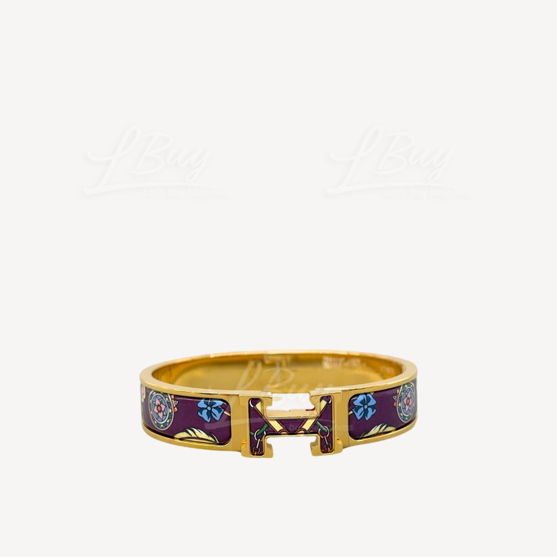 Hermes Clic H Harnais de Coeur Bracelet 手鐲 手鈪 心形印花 紫色配金扣