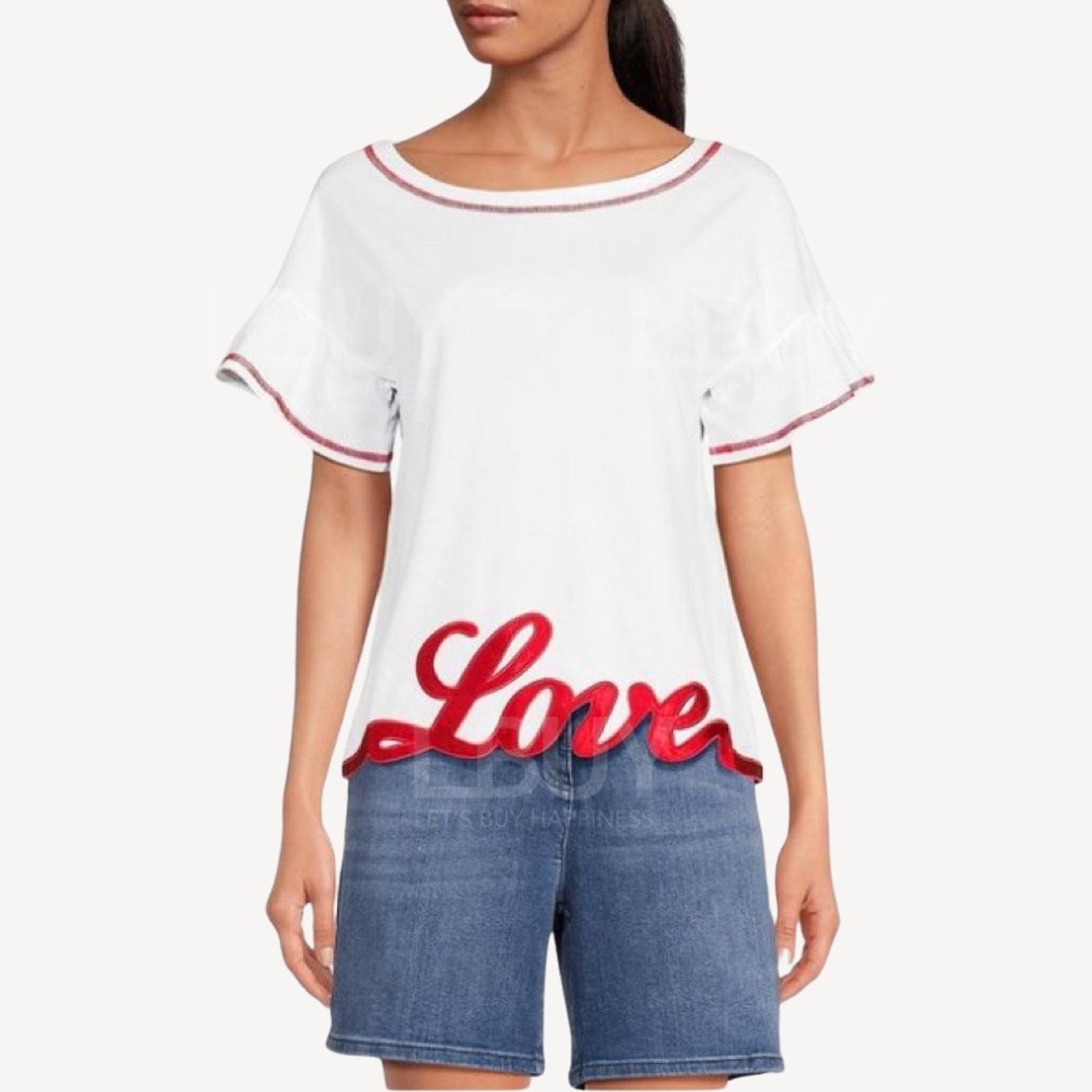 Love Moschino Graphic BoatneckTop 白色短袖T恤