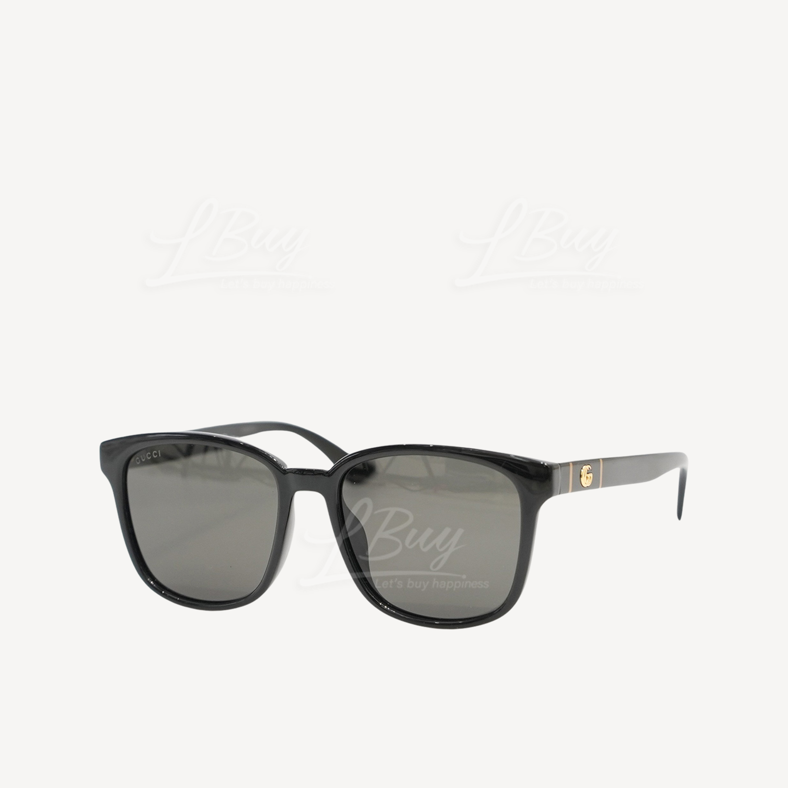 Gucci 方形黑框 金色GG Logo鏡臂 太陽眼鏡