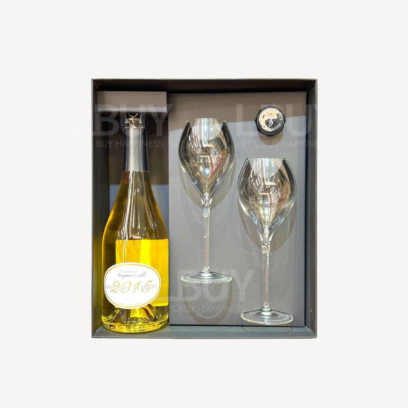 Jacquinot & Fils Harmonie Balnche 2015 Gift Box with 2 glasses and recorker