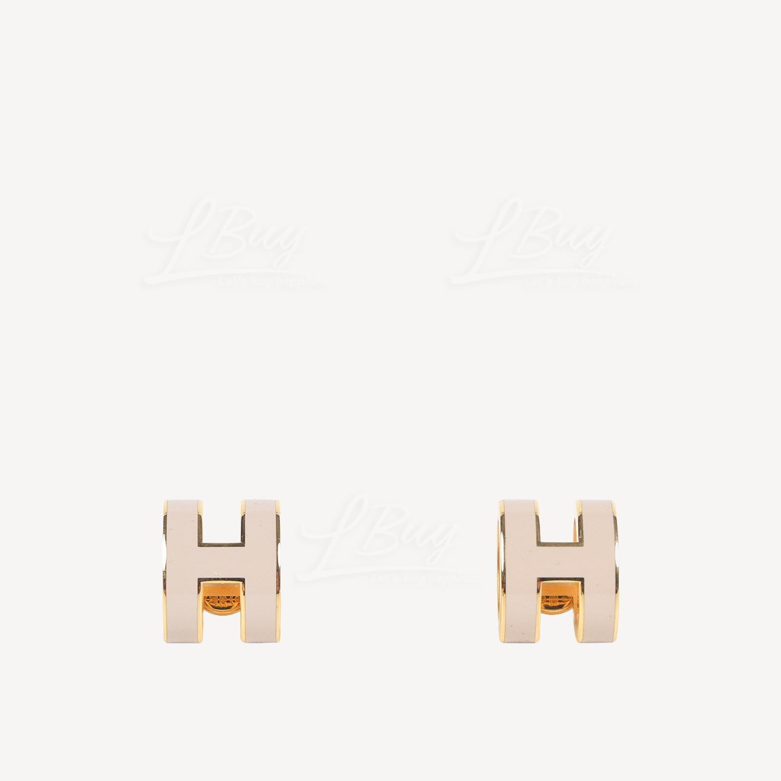 Hermes Pop H Earrings 耳环 奶茶灰配金色