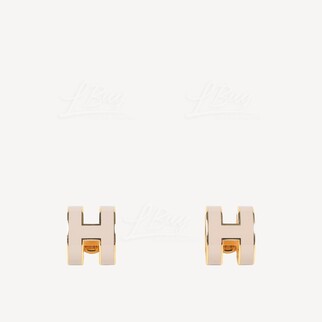 Hermes Pop H Earrings 耳环 奶茶灰配金色