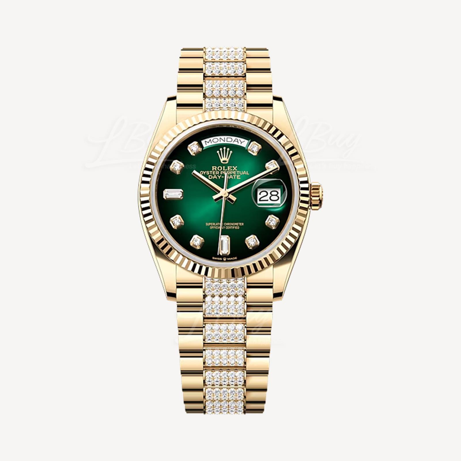 Rolex Day-Date 128238-0070 Green w/D- New