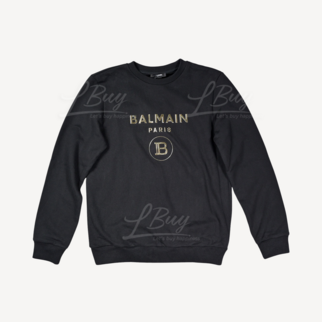 Balmain Gold Logo Sweatshirt Black