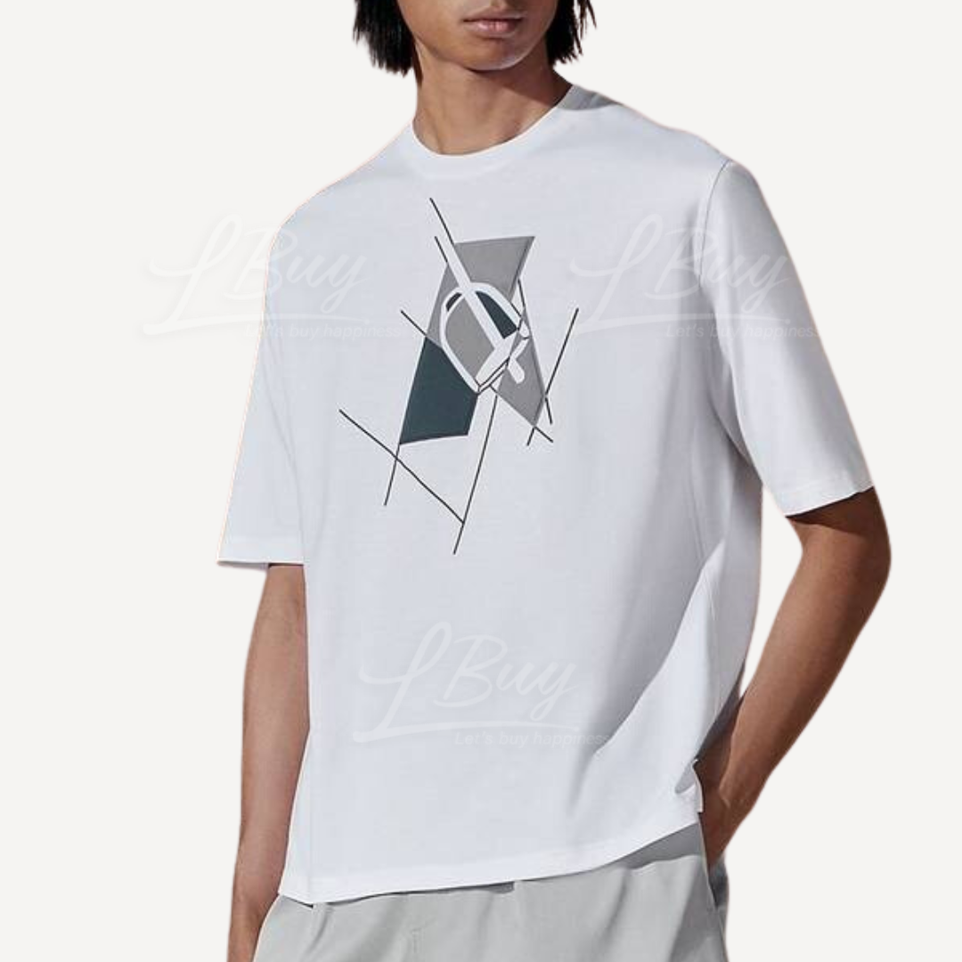 【柄とシンプルな形が◎】HERMES Tシャツ Etrier en Fragments Hermès-Hermes Etrier en Fragments T-shirt Blanc
