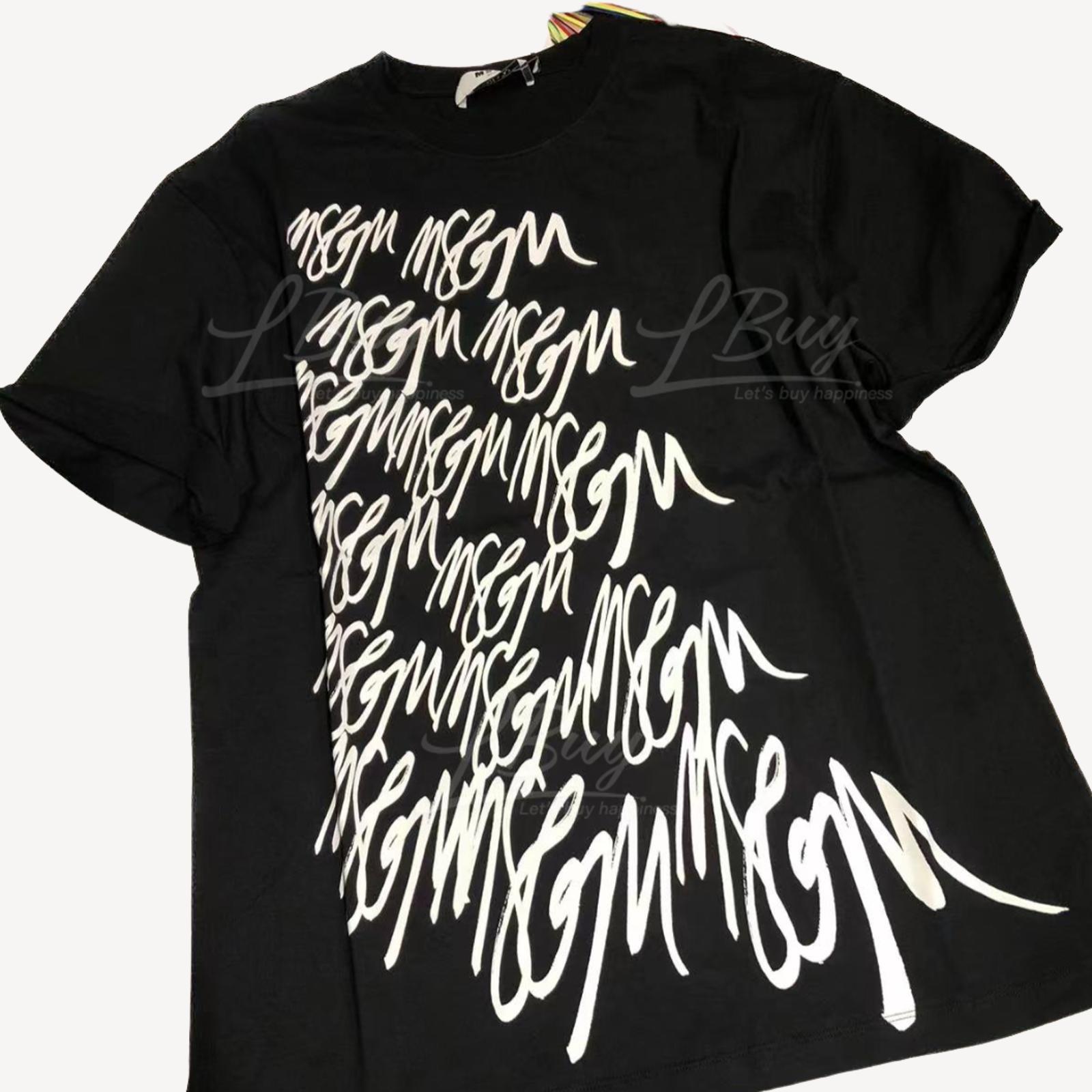 MSGM 英文潦草字圆领短袖Tee