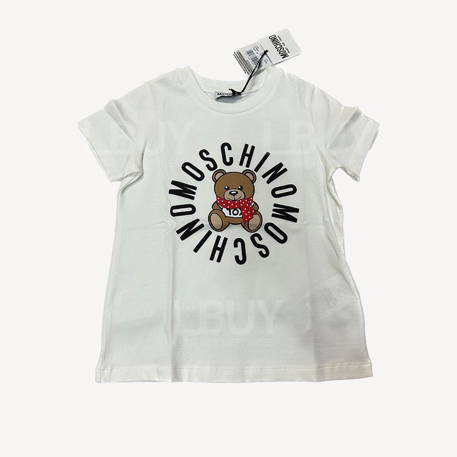 Moschino 童裝米白色熊仔棉質Tee