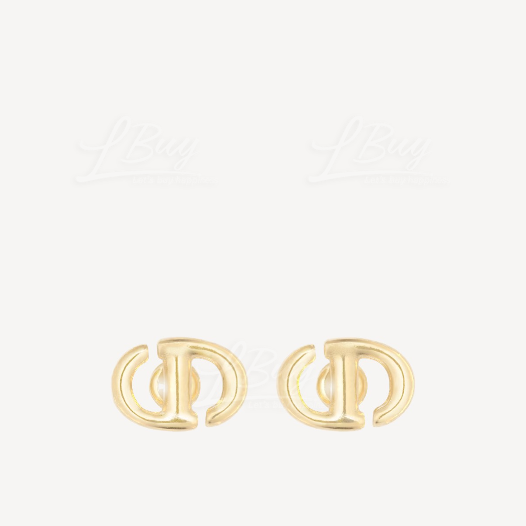 Dior CD Navy Stud Gold-Finish Metal Earrings E1594