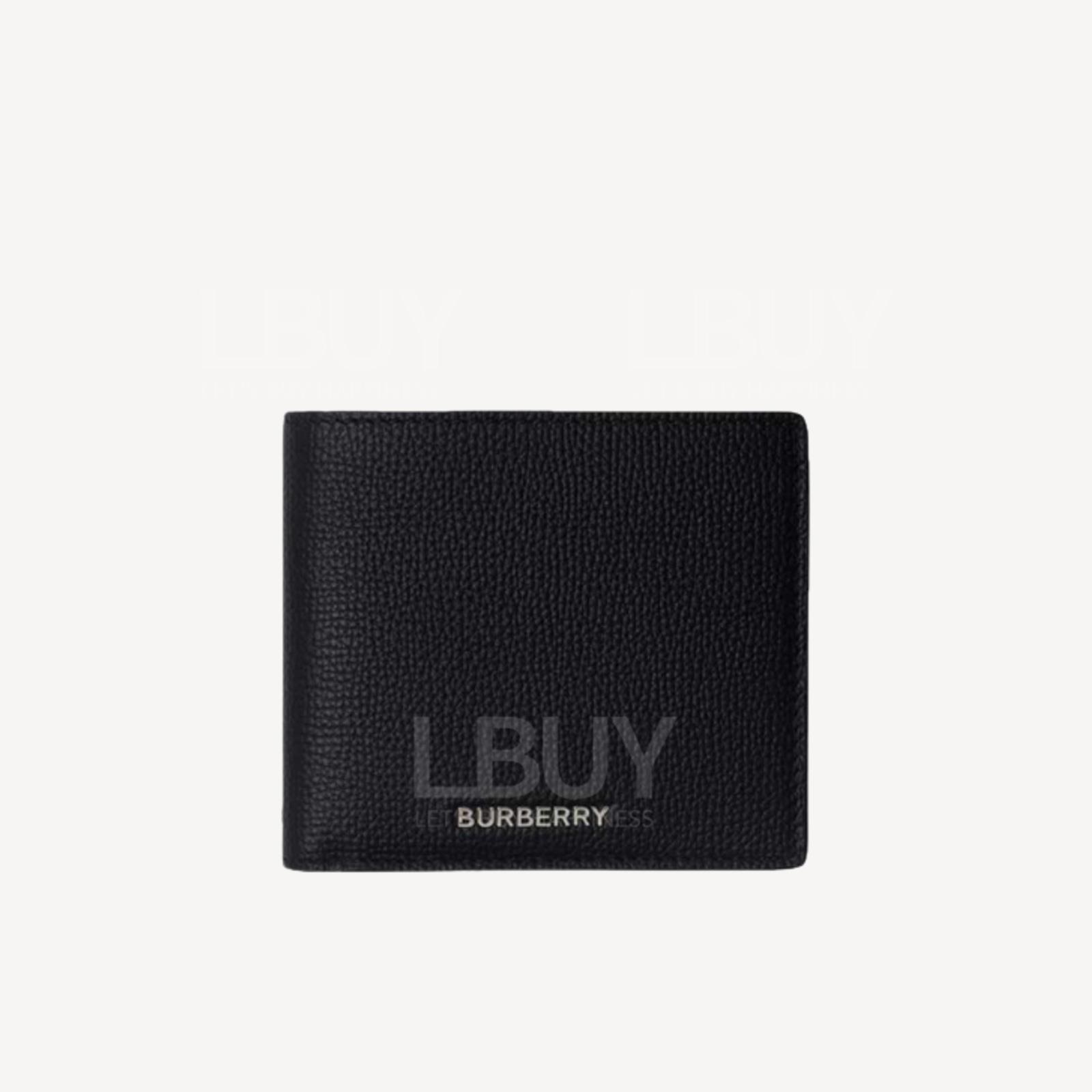 Burberry Logo Leather 8 Card Slot Short Wallet Black 80840721