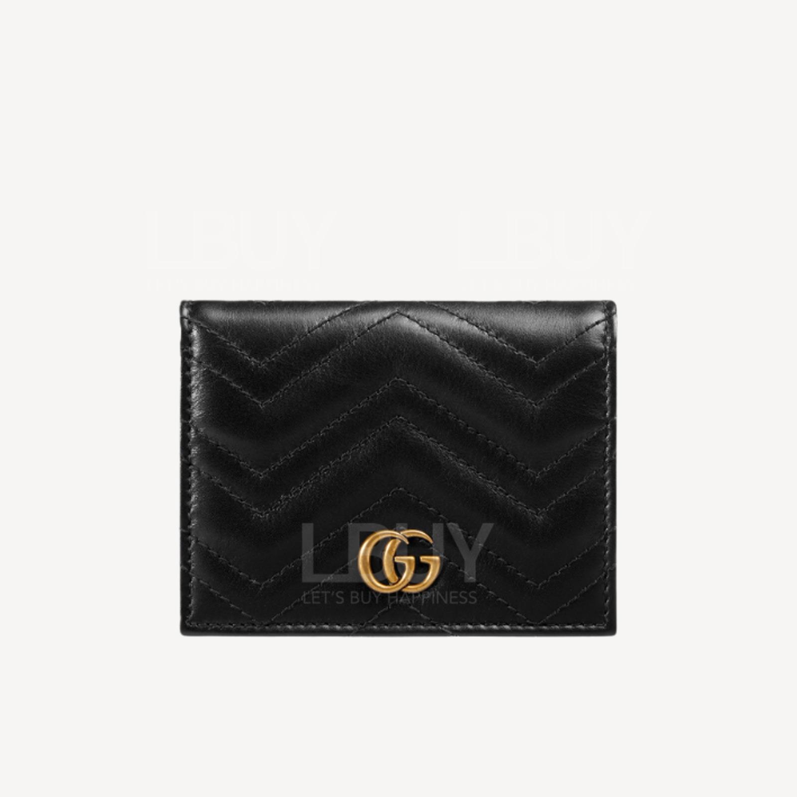 Gucci GG Marmont 绗缝皮革银包 黑色 466492