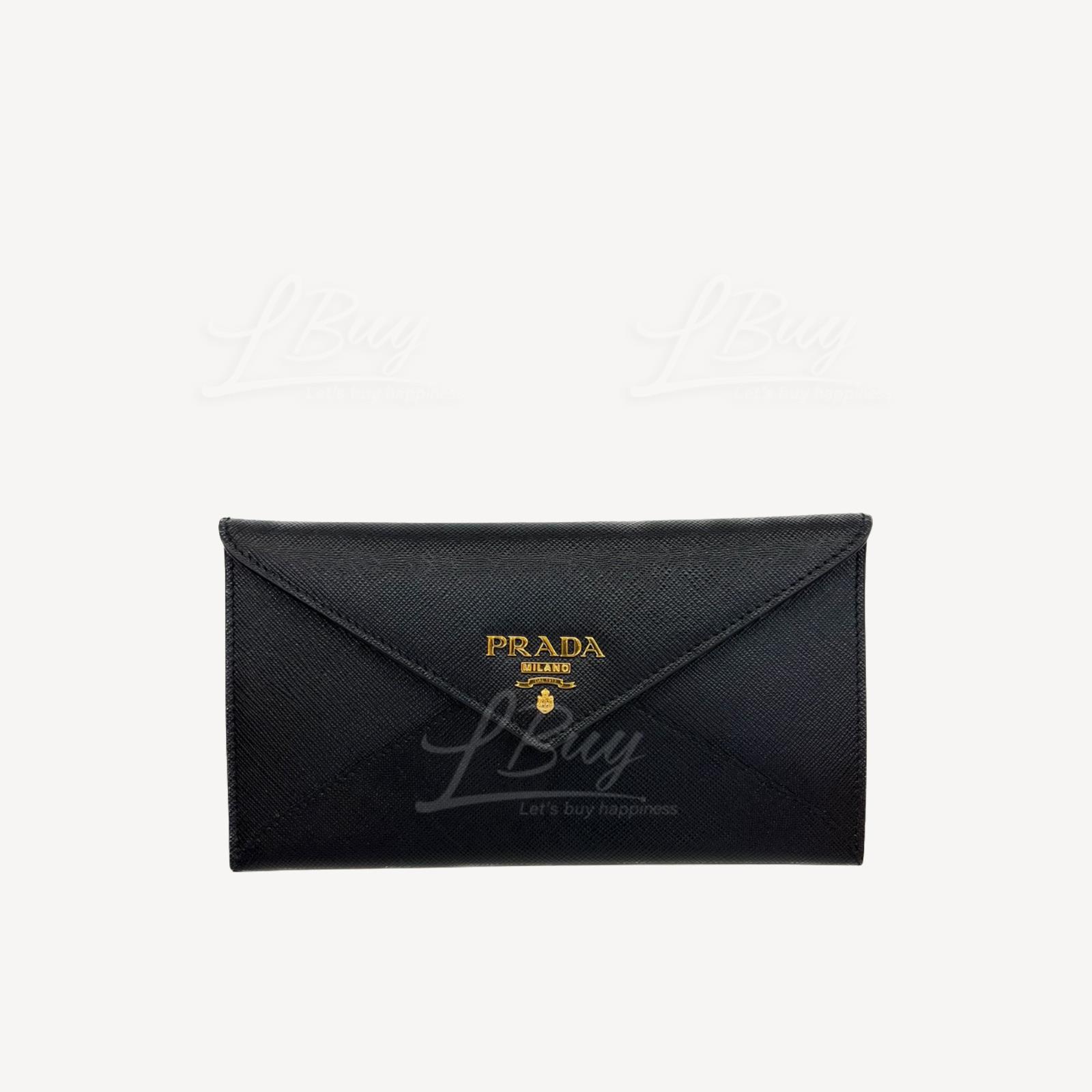 Prada 金字logo信封型银包 黑色 1M1175