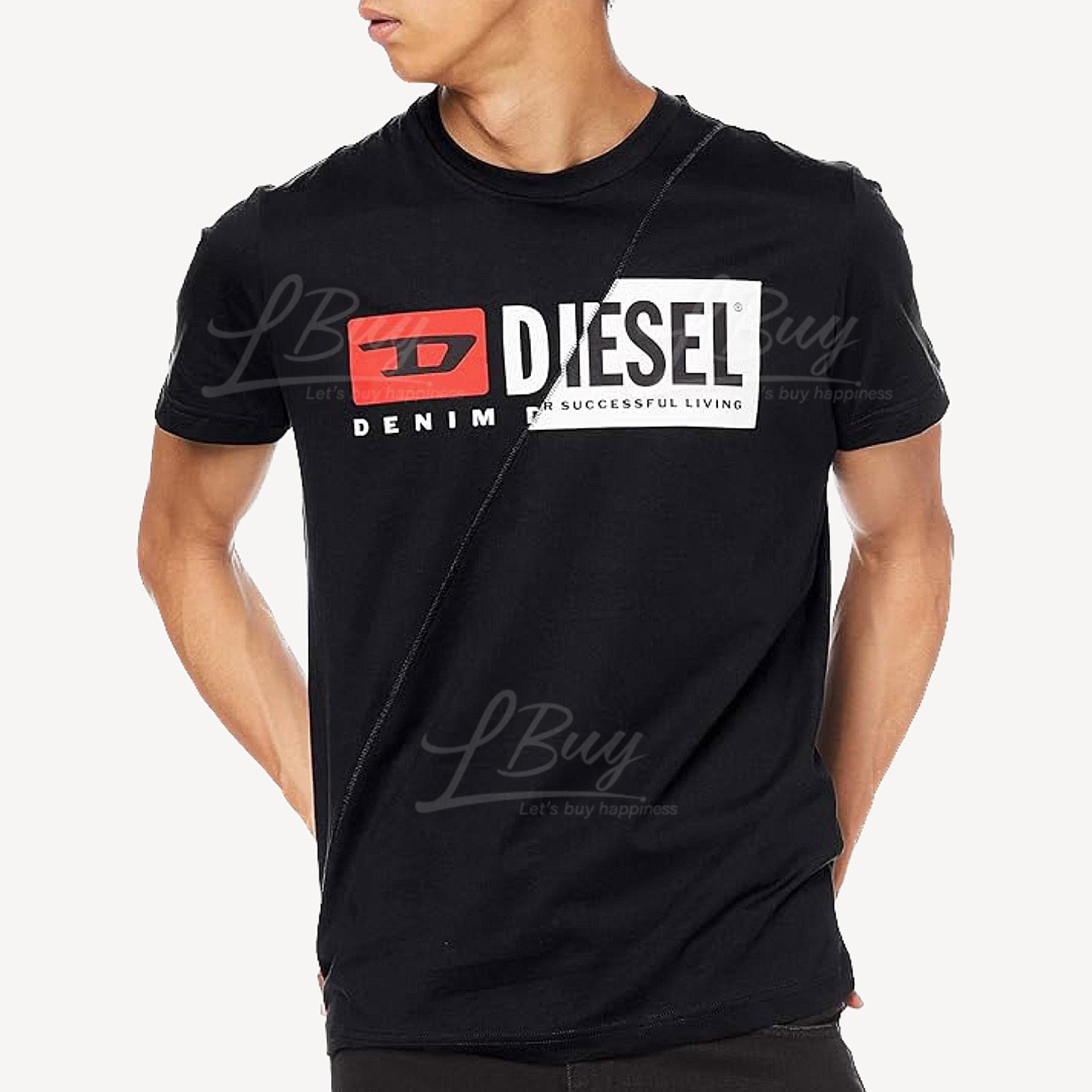 DIESEL MEN Shorts Tee T-Shirt BLACK