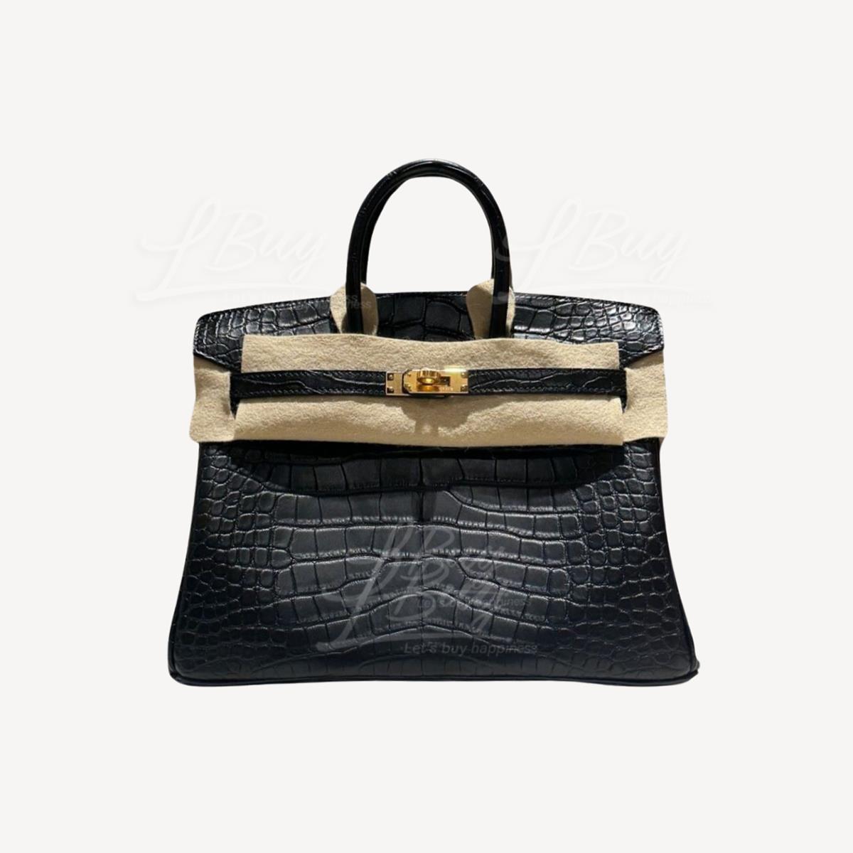 Hermes Birkin 25 霧面鱷魚皮金扣
