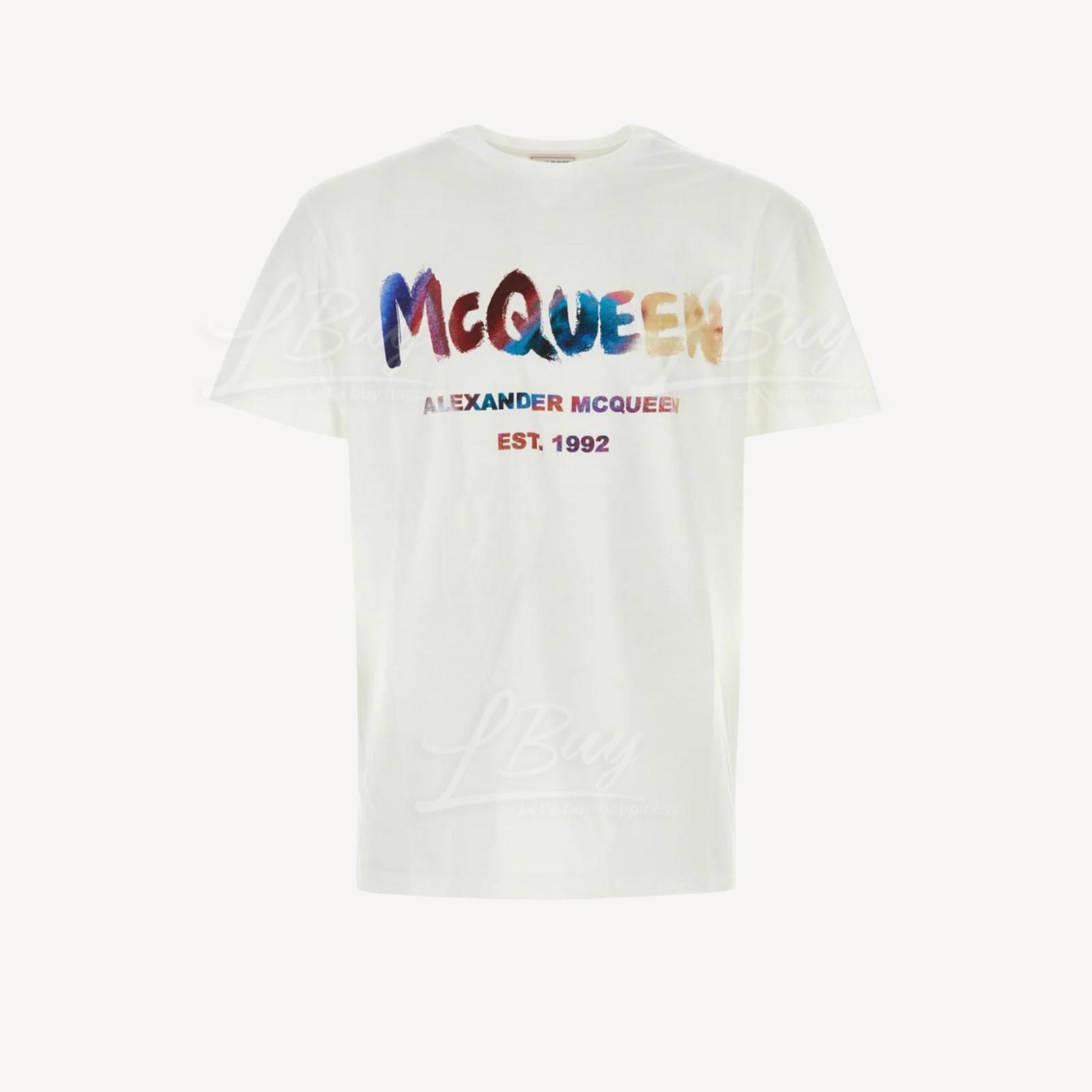 Alexander Mcqueen Color Logo Short Sleeve T-Shirt White 750667
