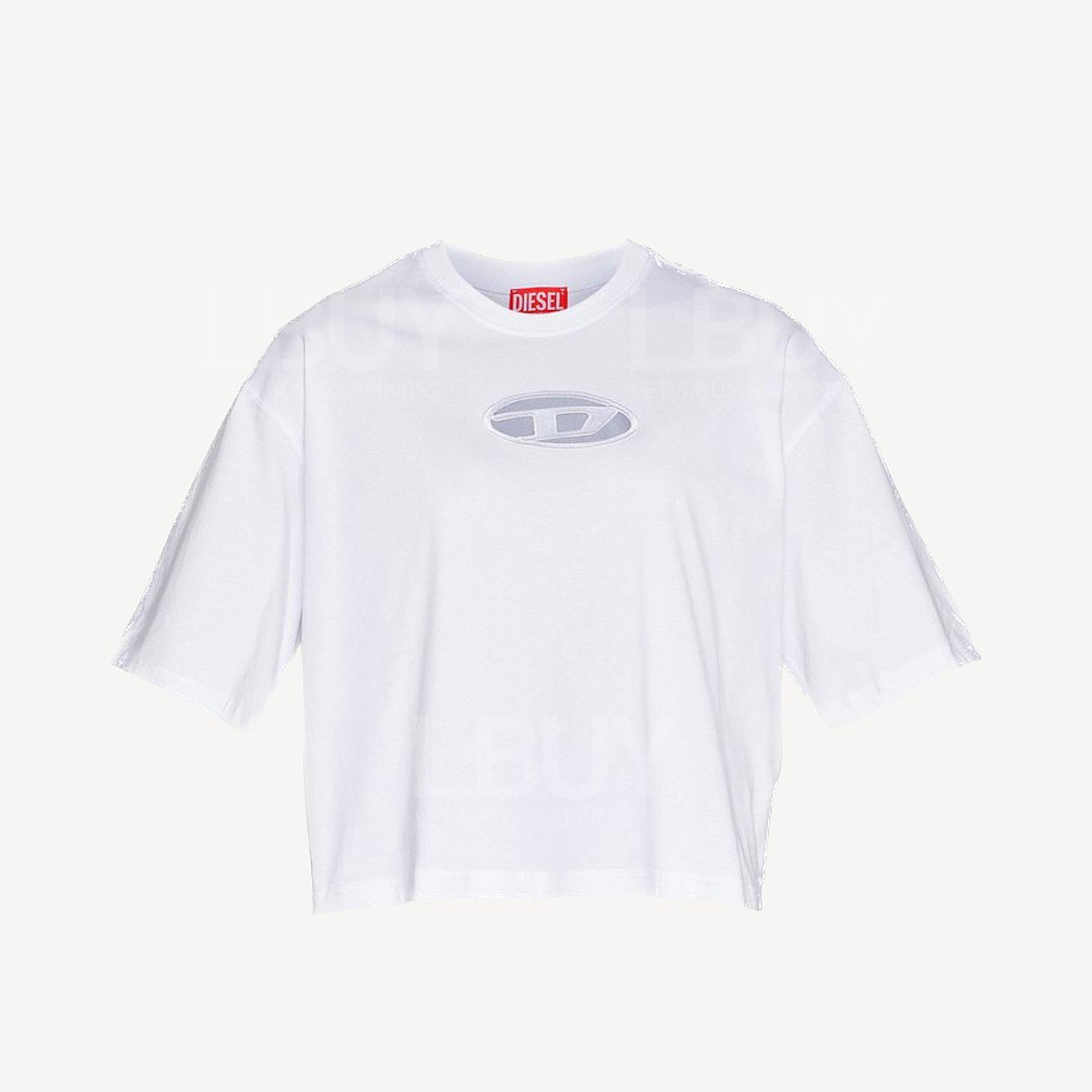 Diesel鏤空寬鬆白色短袖T恤