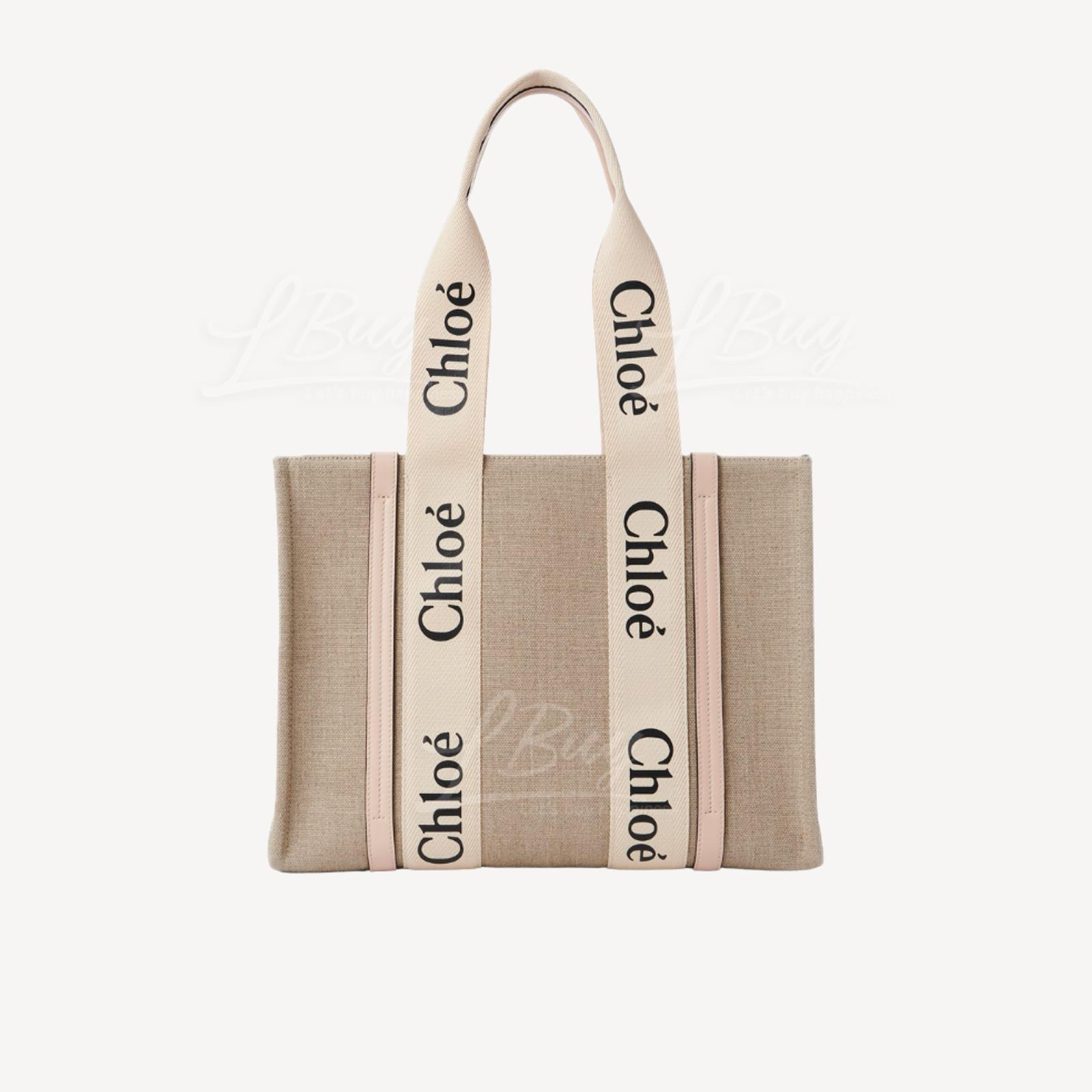 Chloe Medium Woody Tote Bag 浅粉红色边 手挽袋