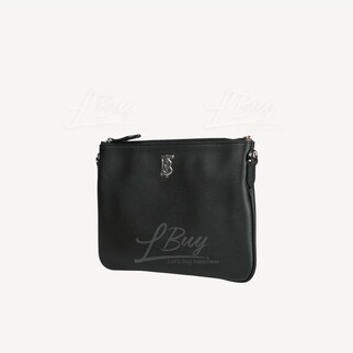 Burberry Silver TB Logo Black Leather Shoulder Bag Crossbody Bag 80751751