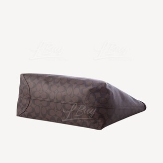 Coach City Tote Bag In Signature Canvas 中号手挽袋 棕黑色 5696IMAA8