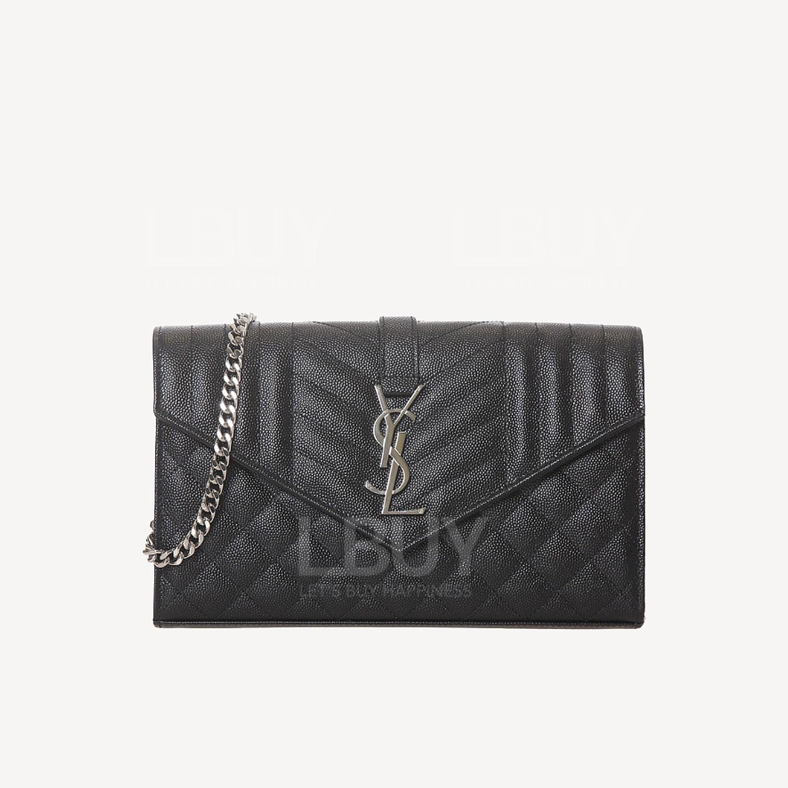YSL Logo 絎縫斜揹袋單肩袋 黑色 620280