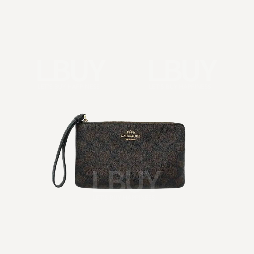Coach Large Corner Zip Wristlet In Signature Canvas CS438IMAA8