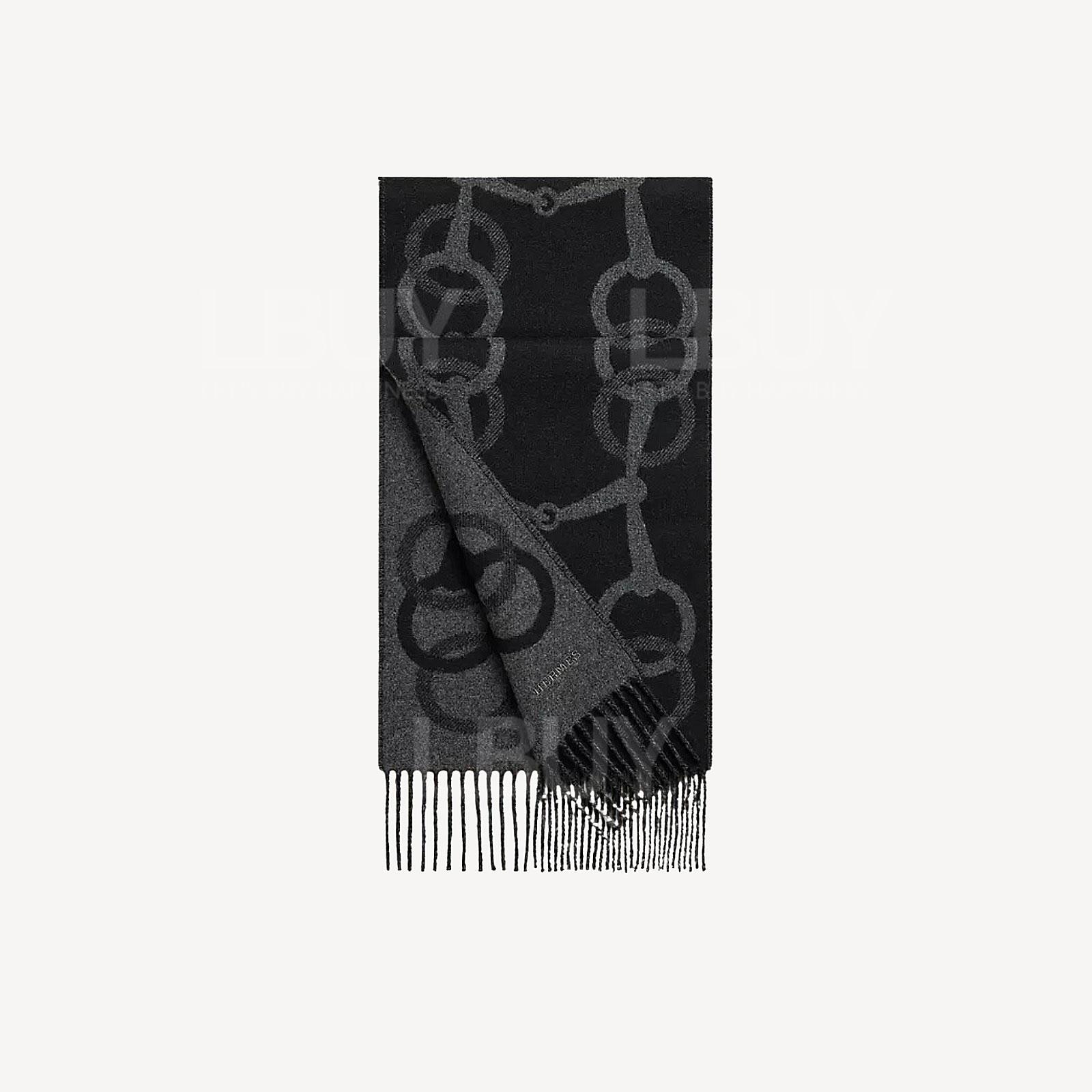 Hermes Any Mors Muffler Flanelle Noir