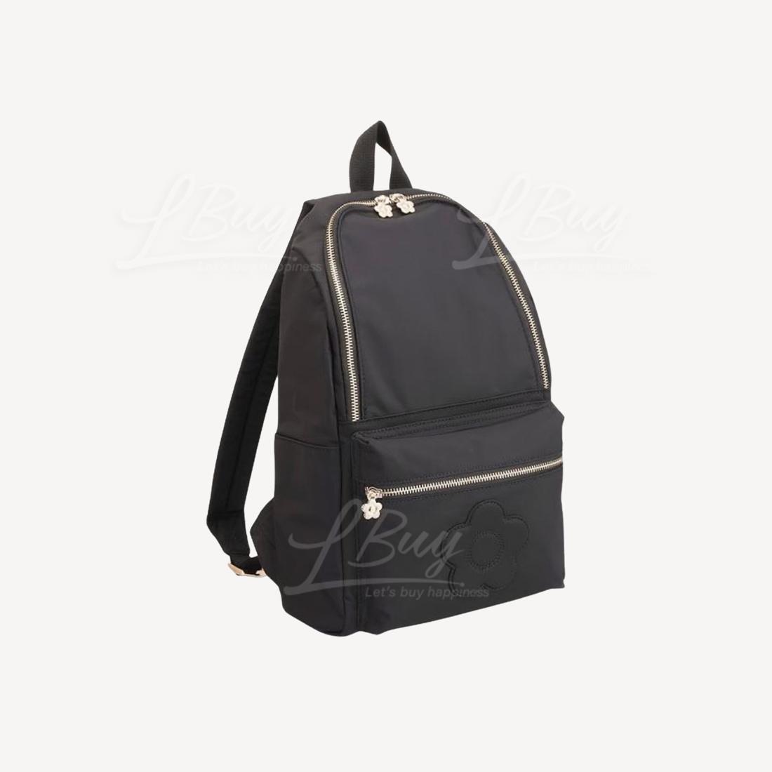 Mary Quant Nylon Matte Satin Daisy Backpack | Black