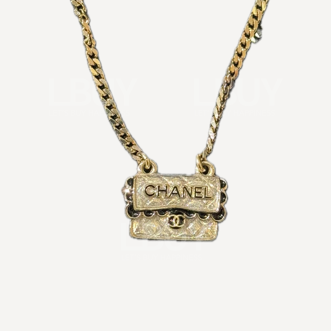 Chanel CC Logo 金色手袋造型颈链项链 ABE162