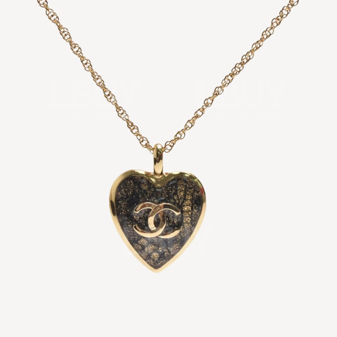 Chanel Heart Pendant CC Logo Necklace ABE688