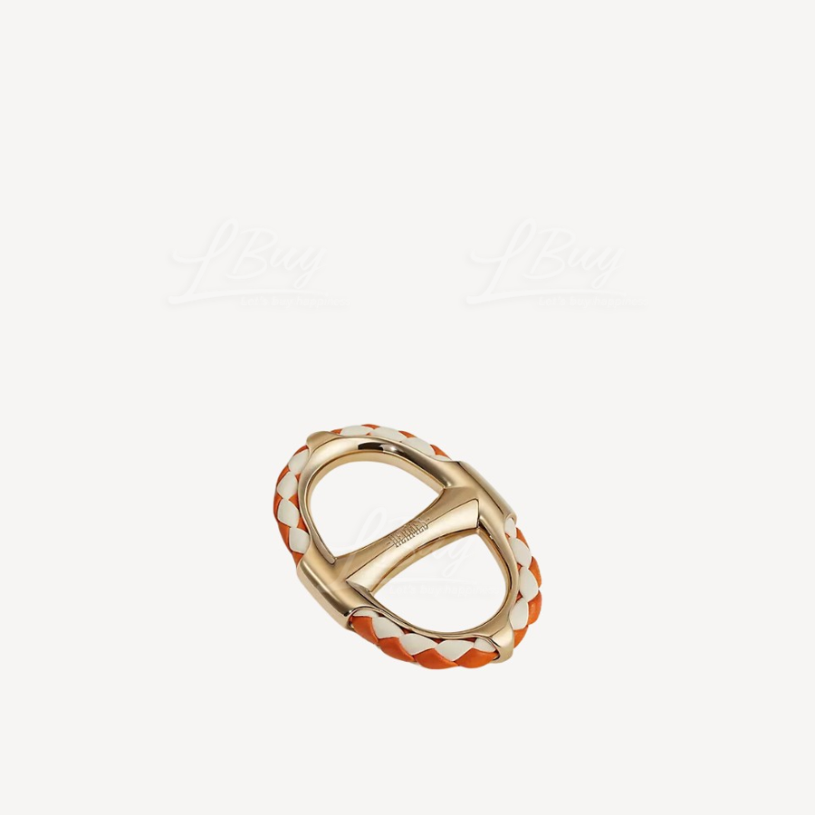 Hermes Chaine d’Ancre Tressee scarf 90 ring Permabrass / Orange