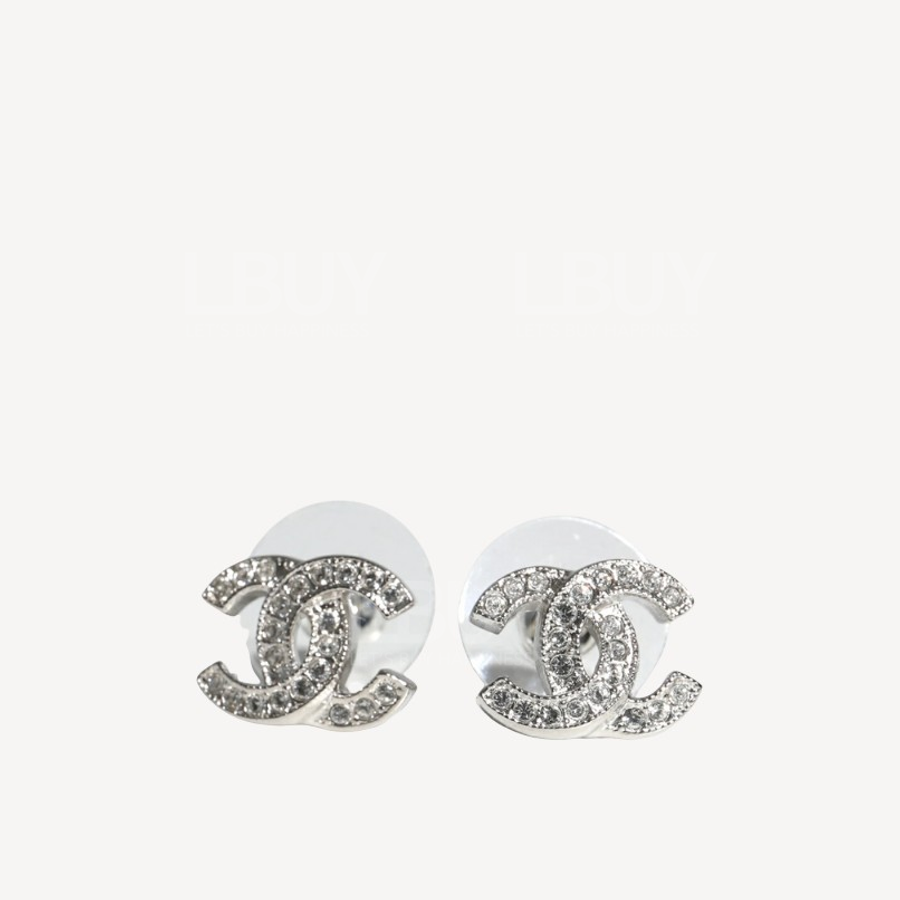 Chanel Silver CC Logo Earrings ABE100