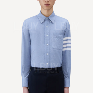 Thom Browne 男士法蘭絨4間條紋襯衫 淺藍色 MWL272A
