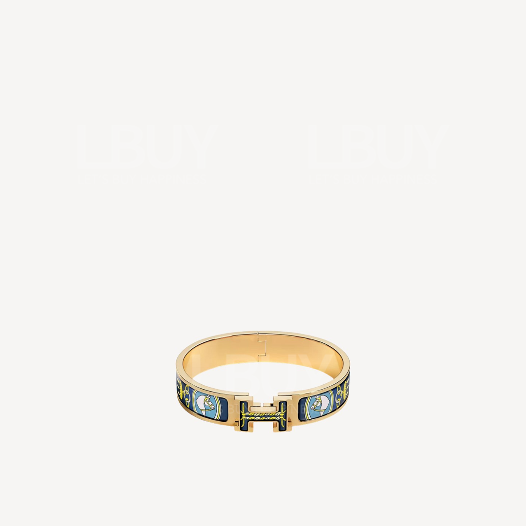 Hermes Clic H Bouquets Selliers Bracelet 馬鞍花束 手鐲 手鈪 藍色配金色