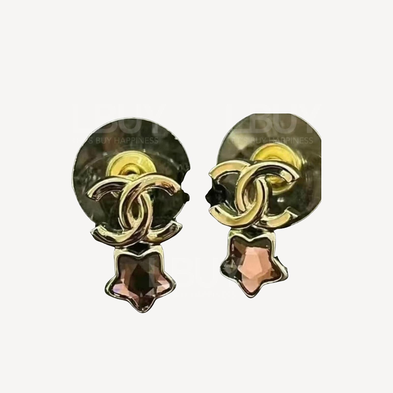 Chanel CC Logo Heart Full diamond earrings