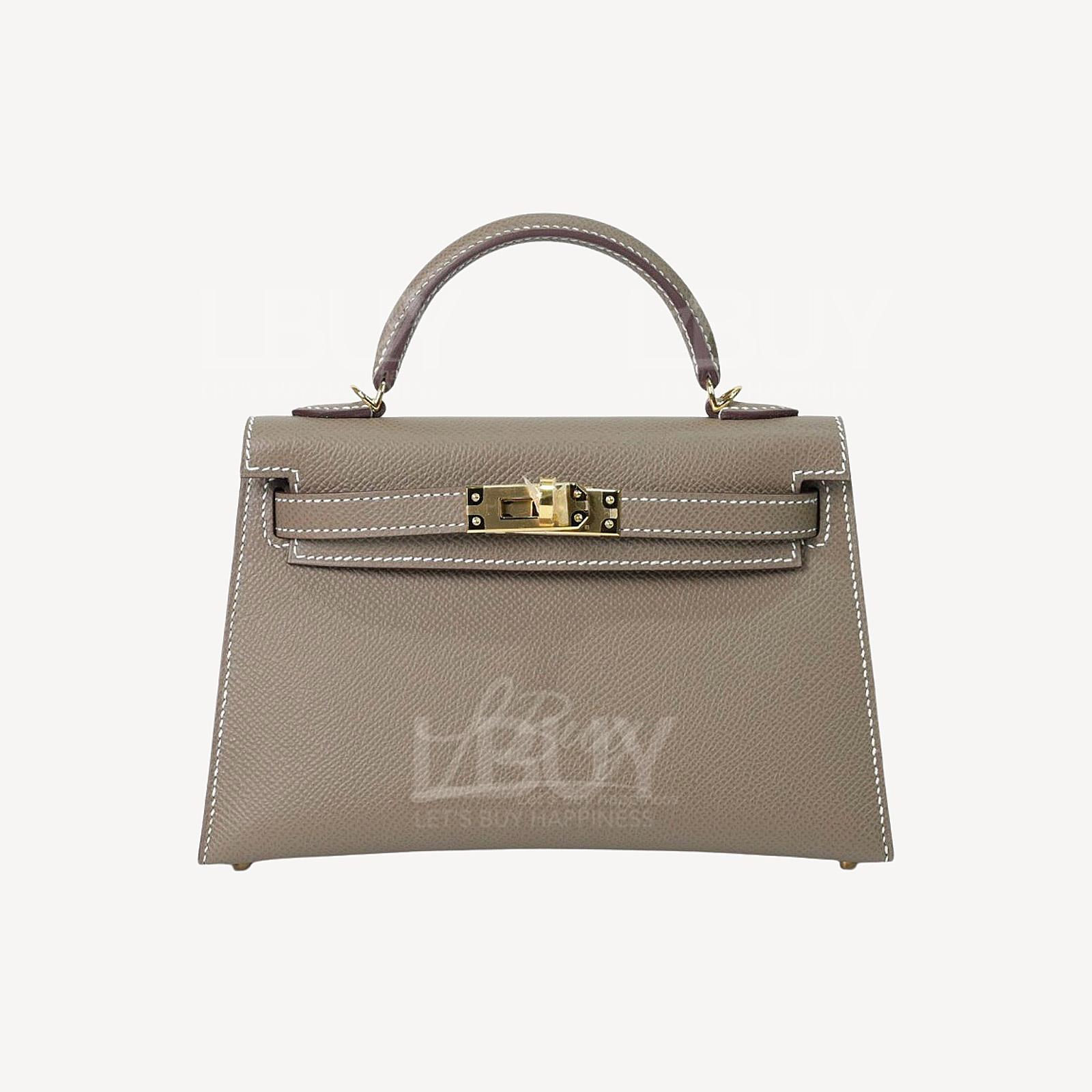 Hermes Mini Kelly II Elephant Grey Gold Buckle
