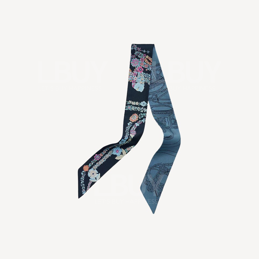 Hermes Brides de Gala en Fleurs Twilly 花卉 牛仔蓝并宝蓝色