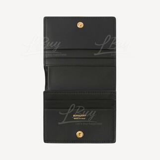 Burberry Grainy Leather Tb Folding Wallet Black Short Wallet