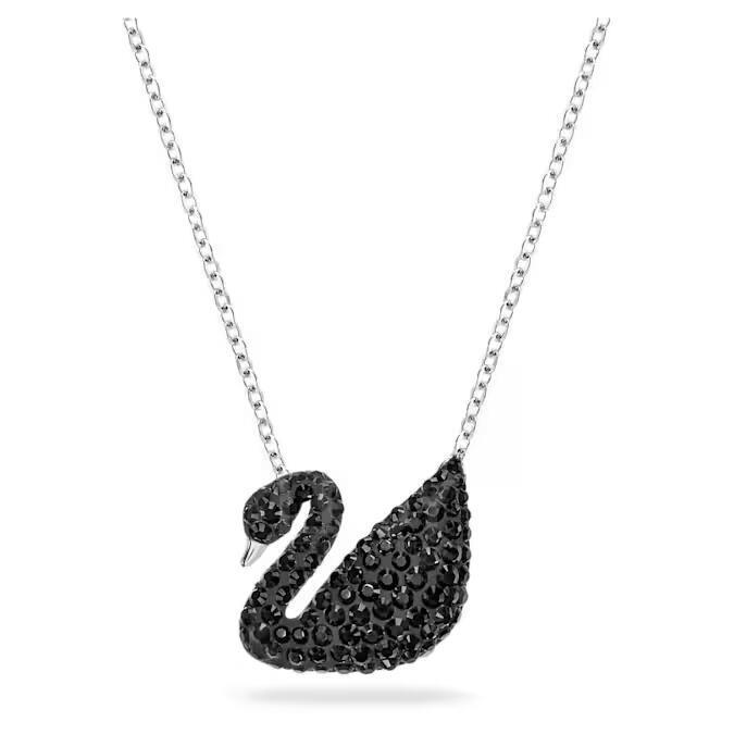 SWAROVSKI Iconic Swan Chain Pendant Swan Black White Gold